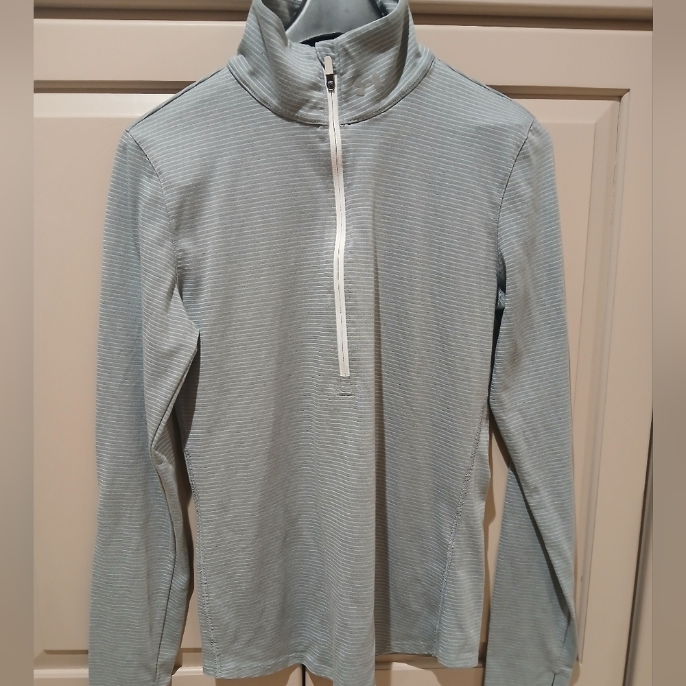 Under Armour Quarter Zip Fitted Grey Sweatshirt Women's Size: Small Athleisure - Picture 2 of 8